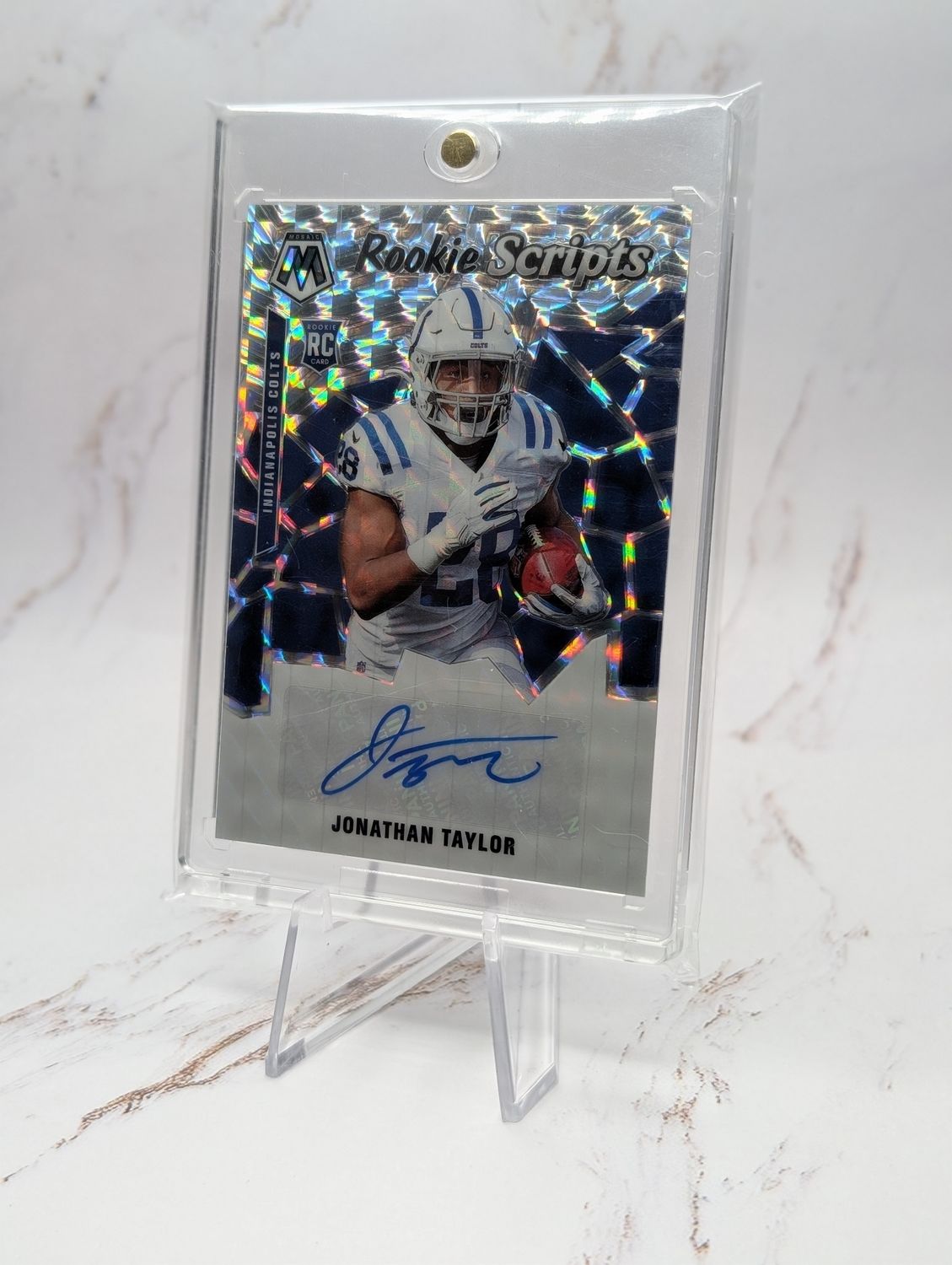 2020 Panini Mosaic - Rookie Scripts Jonathan Taylor #RS16 (AU, RC)