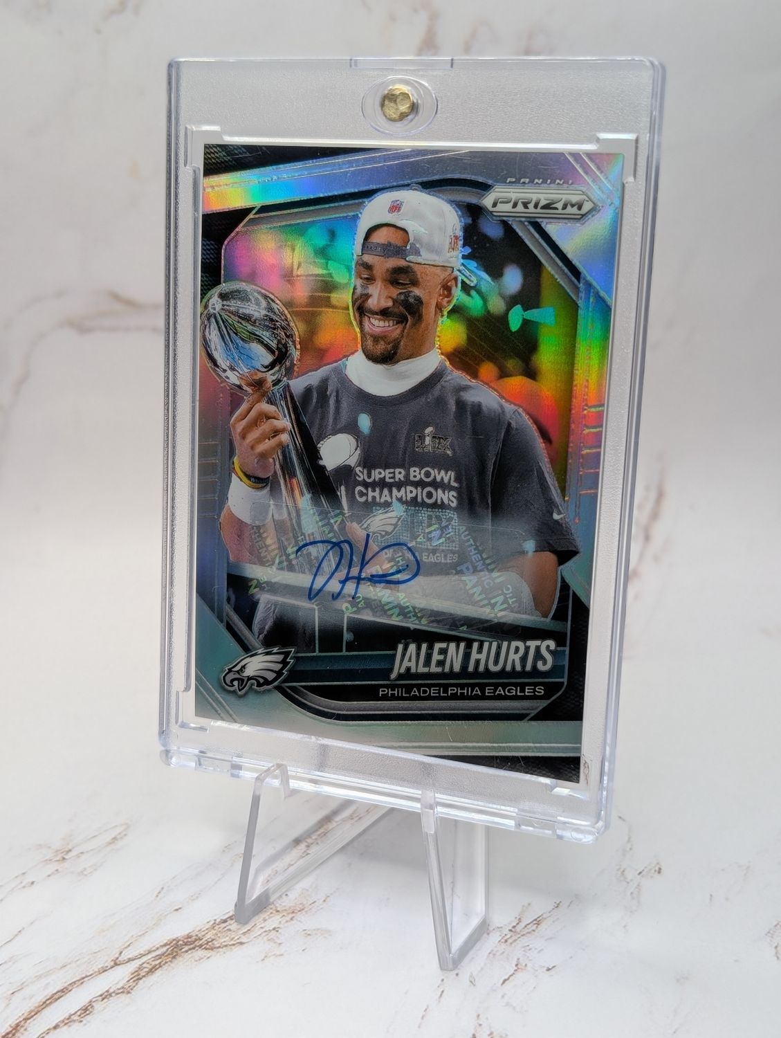 2025 Panini Prizm - Jalen Hurts #228 Silver Prizm Superbowl Autograph