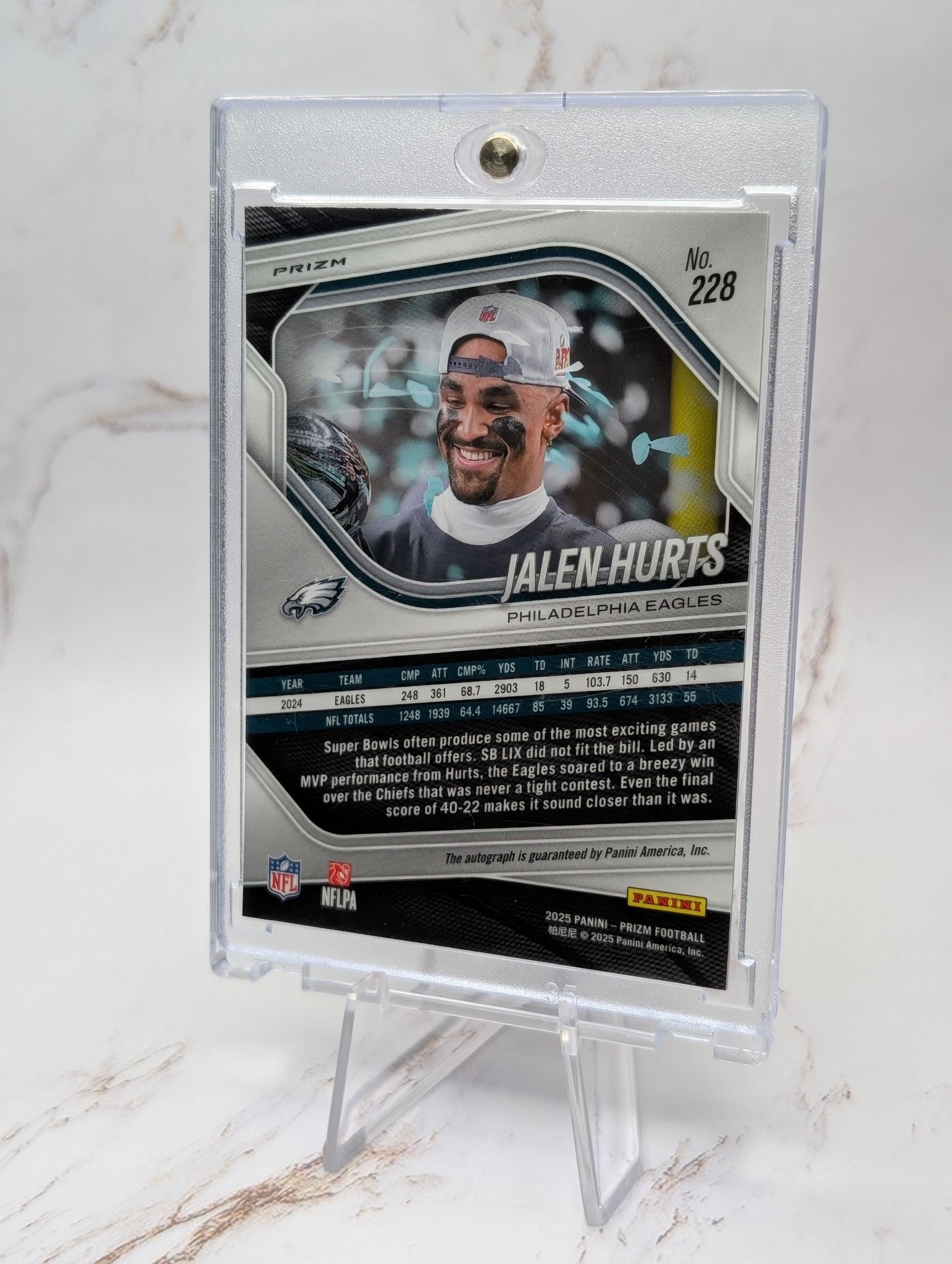 2025 Panini Prizm - Jalen Hurts #228 Silver Prizm Superbowl Autograph