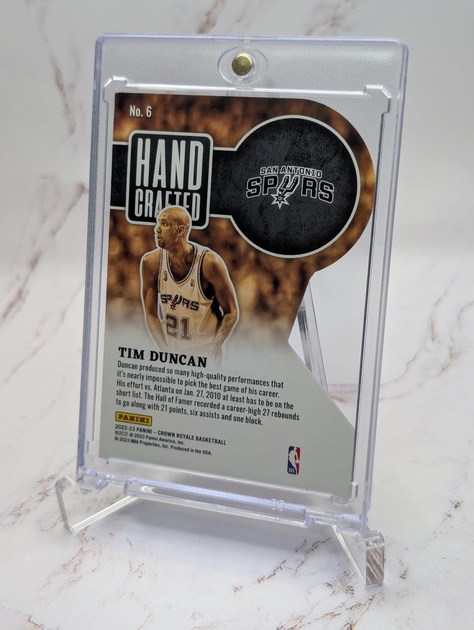 2022-23 Panini Crown Royale - Hand Crafted Tim Duncan #6 Asia Red /49