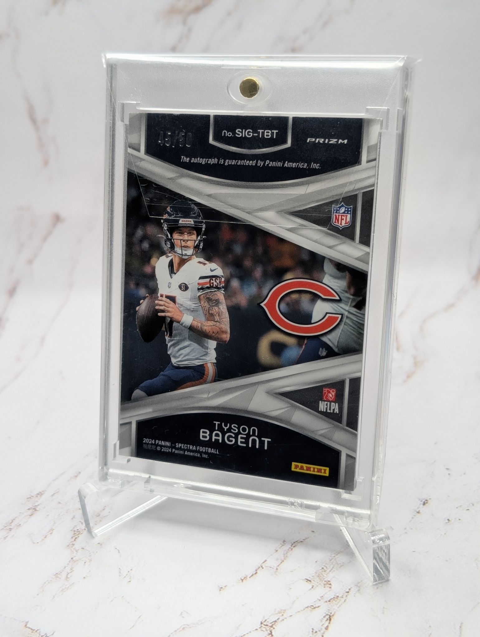 2024 Panini Spectra - Signatures Tyson Bagent #SIG-TBT Neon Blue Prizm /50