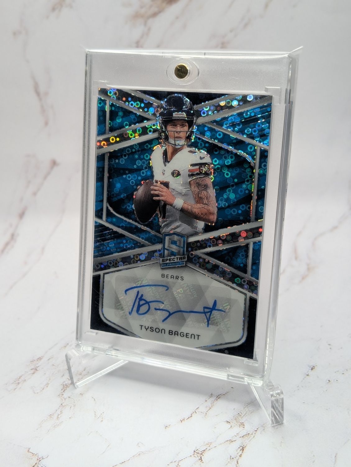 2024 Panini Spectra - Signatures Tyson Bagent #SIG-TBT Neon Blue Prizm /50