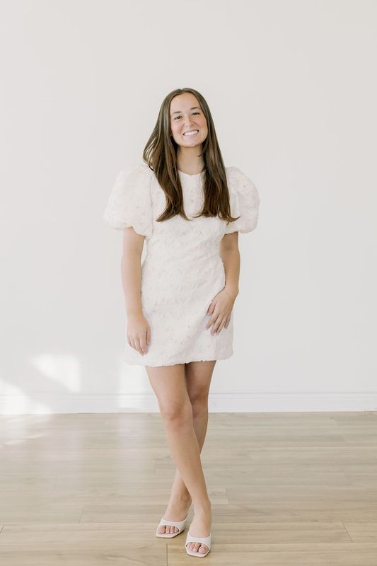 Applique Puff Sleeve Mini Dress