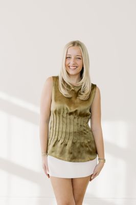 Sleeveless Pleated Satin Top