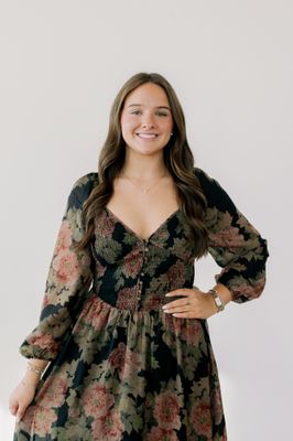 Long Sleeve Floral Smocked Button Down Maxi
