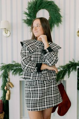 Tweed Peter Pan Collar Jacket Mini Skirt Set