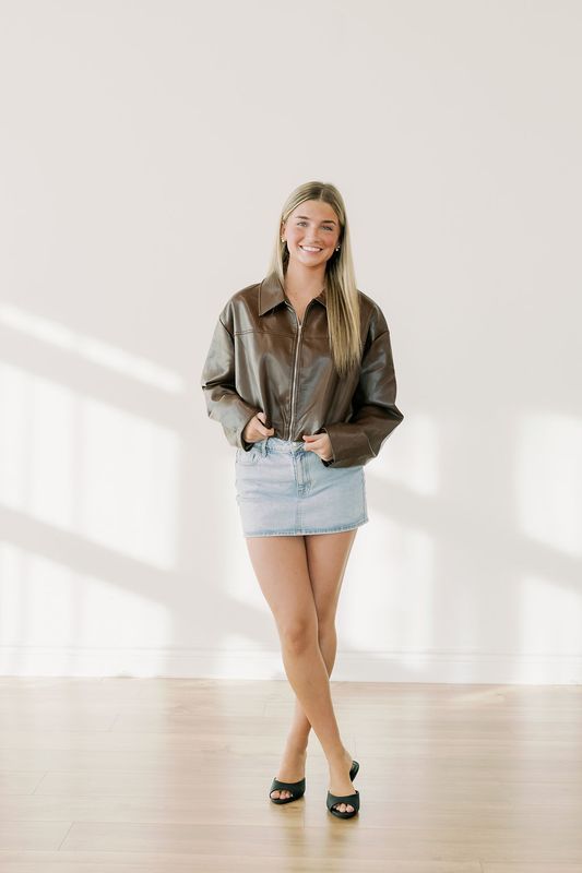 Faux Leather Pleated Jacket