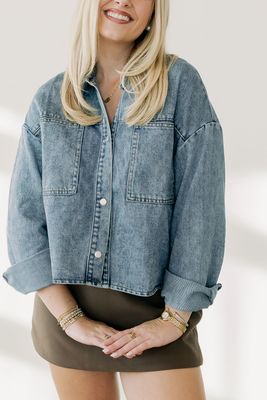 Denim Front Pocket Button Down Jacket