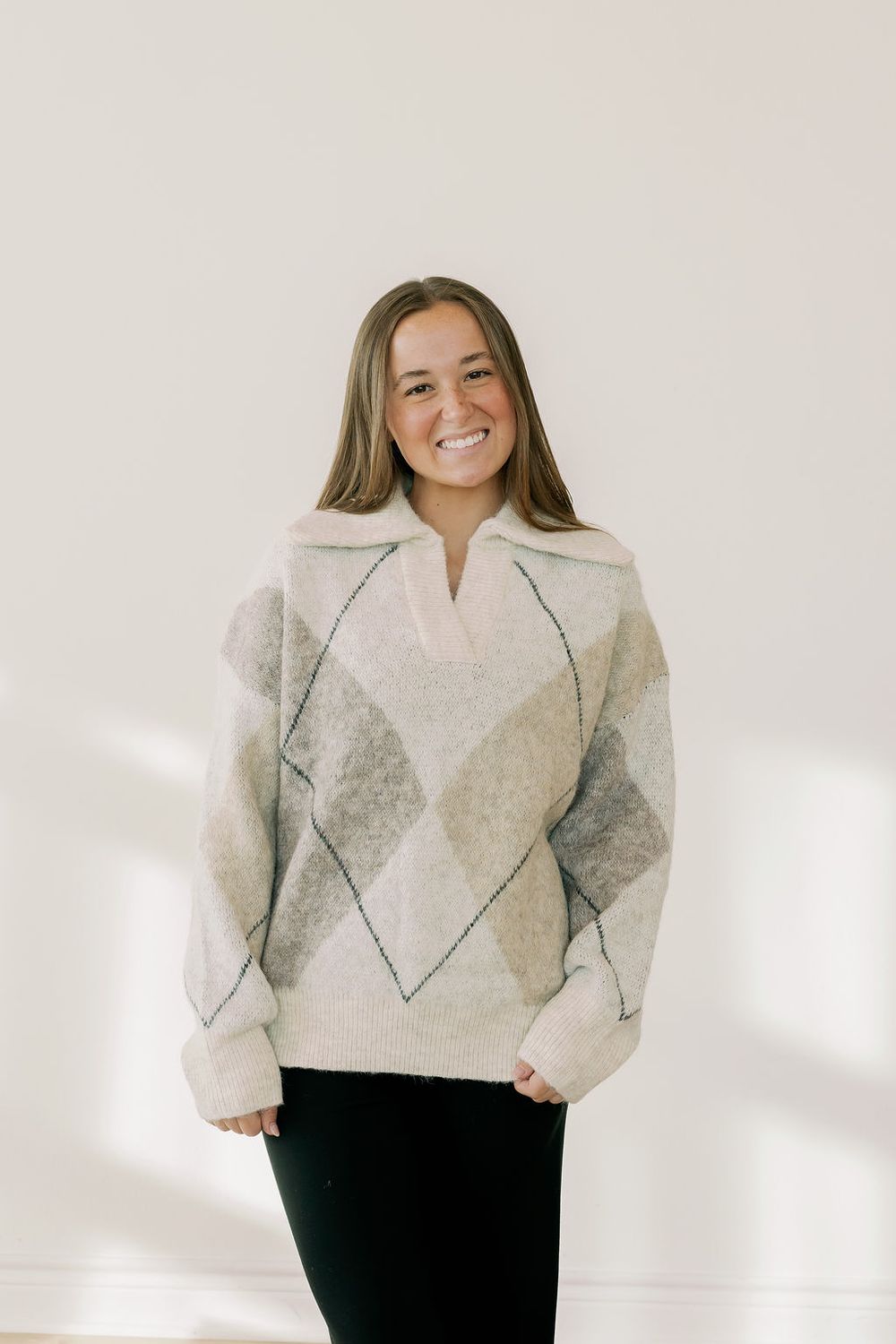 Collared Block Color Knit Sweater