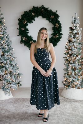 Polka Dot Drop Waist Corset Midi Dress