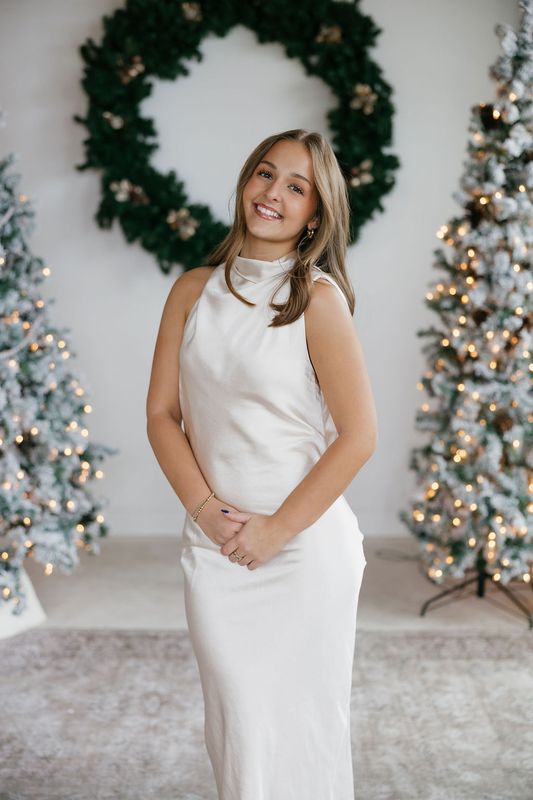 Satin Cowl Mock Neck Sleeveless Midi