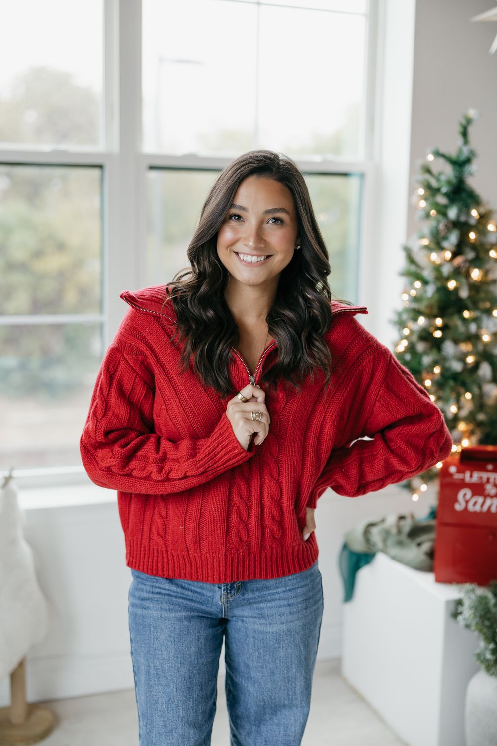 Cable Knit Quarter Zip Pullover