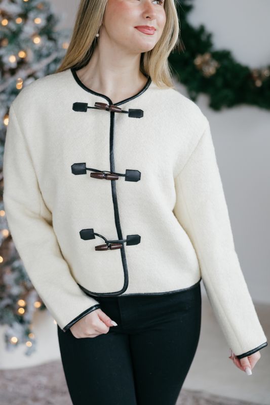 Sherpa Contrast Front Binding Jacket