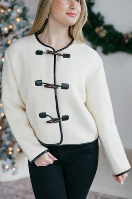 Sherpa Contrast Front Binding Jacket