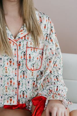 Satin Nutcracker Tie Detail PJ Set