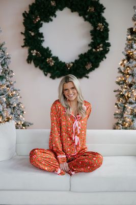 Satin Holiday Printed Pajama Set