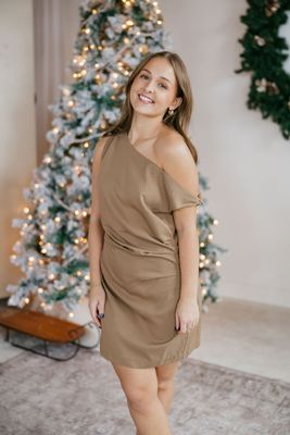 One Shoulder Ruched Mini Dress