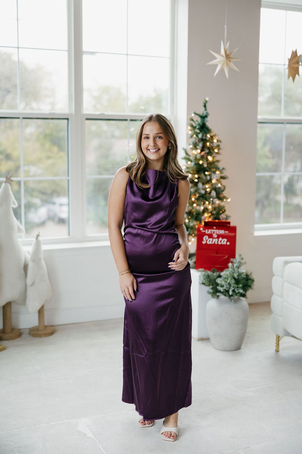 Satin Twist Shoulder Midi Dress