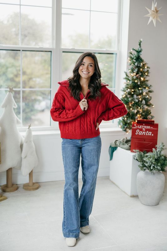 Cable Knit Quarter Zip Pullover