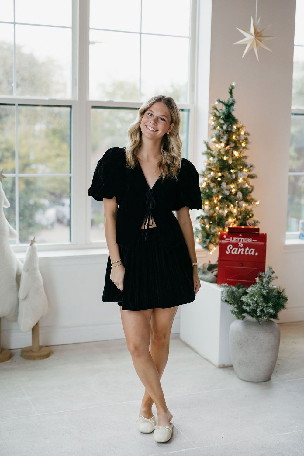 Velvet Pleated Mini Skirt