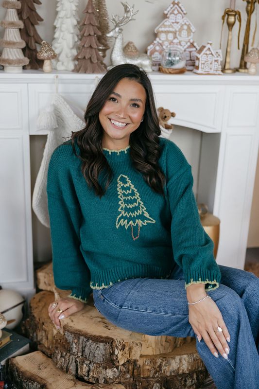 Christmas Tree Stitched Sweater