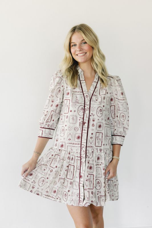 Desert Print Puff Sleeve Tiered Mini