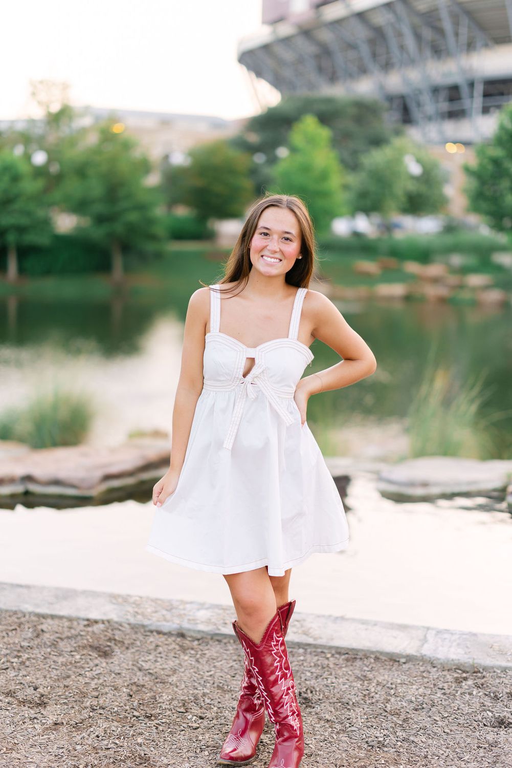 Sweetheart Contrast Stitch Front Tie Mini 