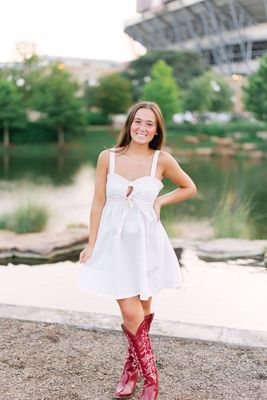 Sweetheart Contrast Stitch Front Tie Mini 