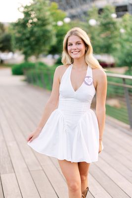Halter Lace Trim Drop Waist Bubble Mini Dress