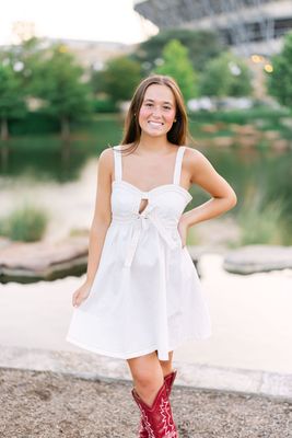 Sweetheart Contrast Stitch Front Tie Mini 