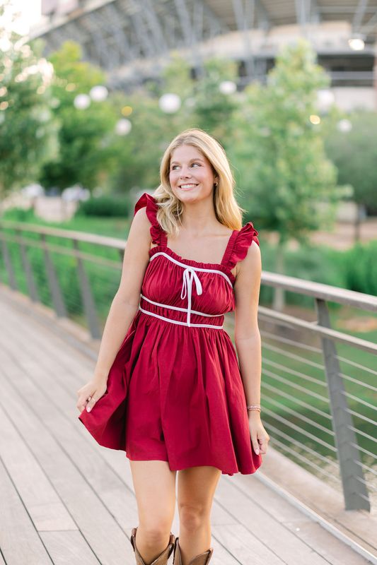 Ruffle Shoulder Contrast Mini Dress