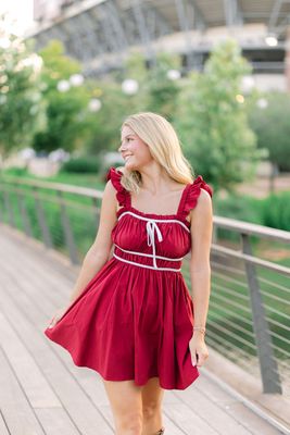 Ruffle Shoulder Contrast Mini Dress