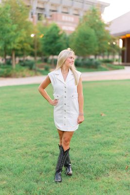 Collared Denim Button Down Mini Dress
