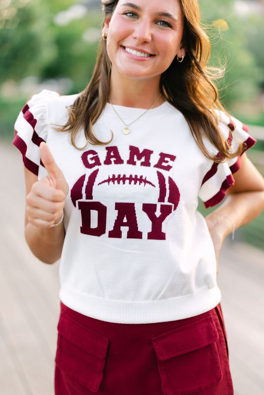 Game Day Ruffle Sleeve Sweater Top 