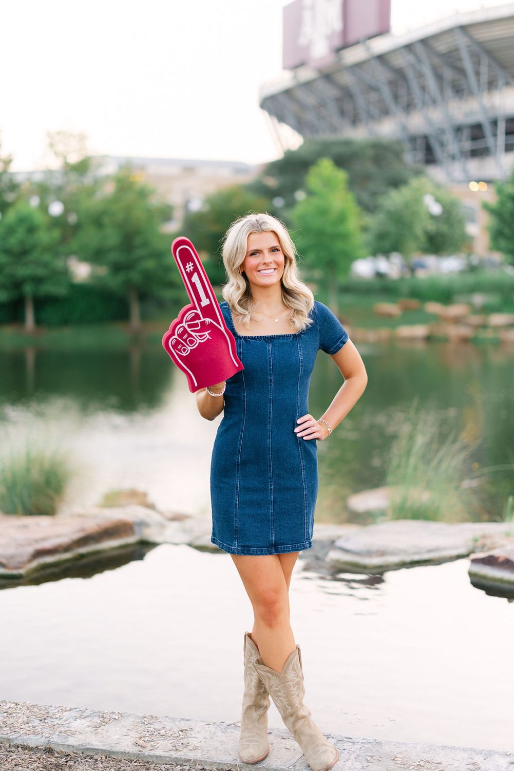 Denim Puff Sleeve Square Neck Mini Dress