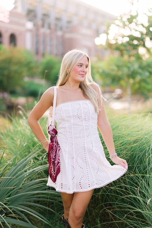 Strapless Lace Trimming Mini Dress