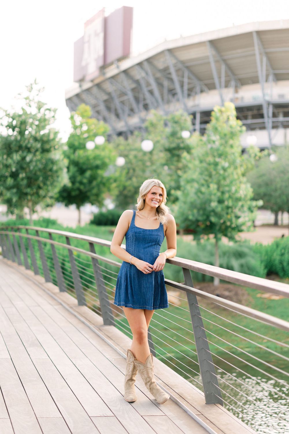 Denim Flare Side Pleated Mini Dress