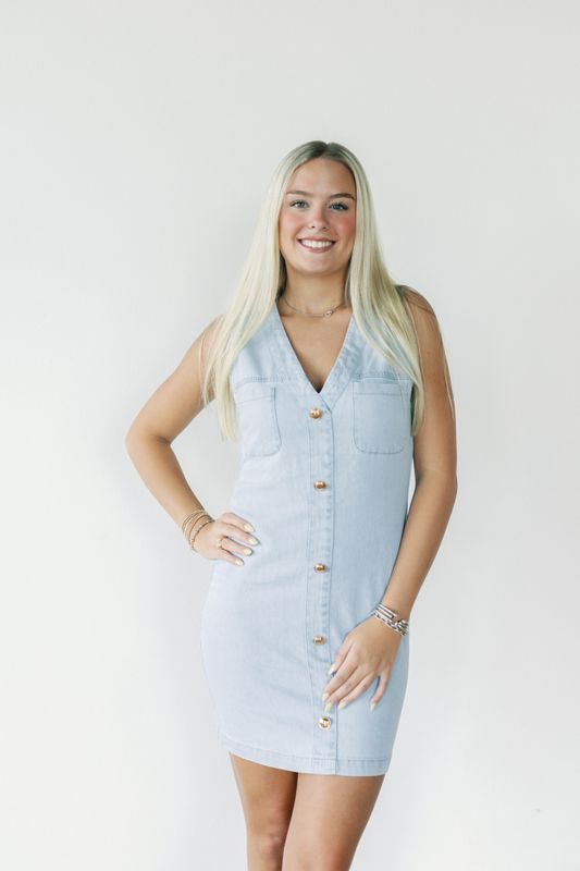Sleeveless Denim Button Up Mini Dress