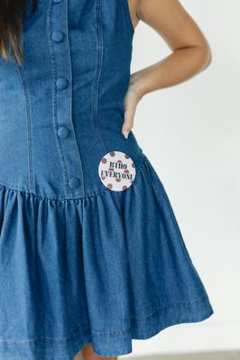 Denim Button Up Low Waist Mini Dress