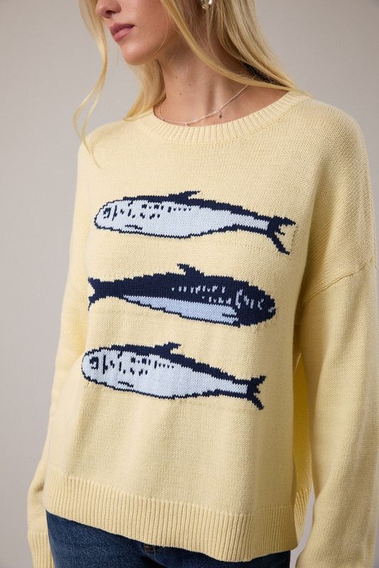 Round Neck 3 Sardines Sweater Top