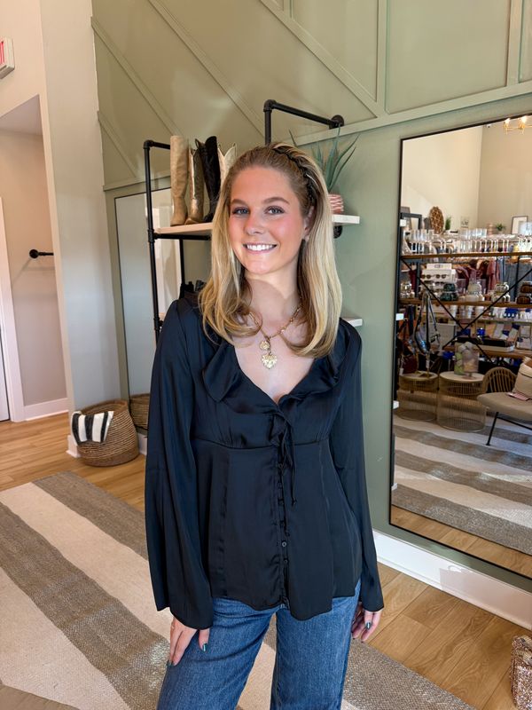 Satin Ruffled Blouse