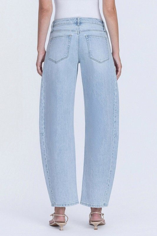 High Rise Seam Detail Crop Barrel Jeans