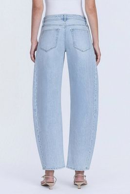High Rise Seam Detail Crop Barrel Jeans