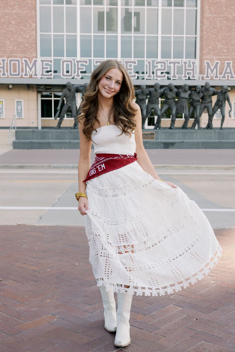 Eyelet Lace Tube Midi Dress