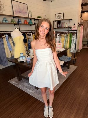 Strapless Pleated Top Babydoll Dress