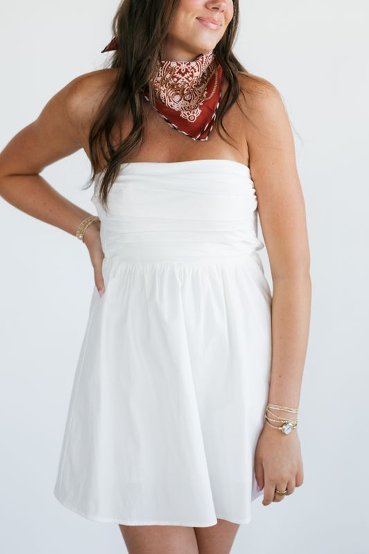Strapless Pleated Top Babydoll Dress