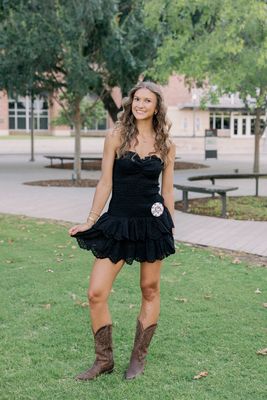Strapless Smocked Ruffle Mini Dress