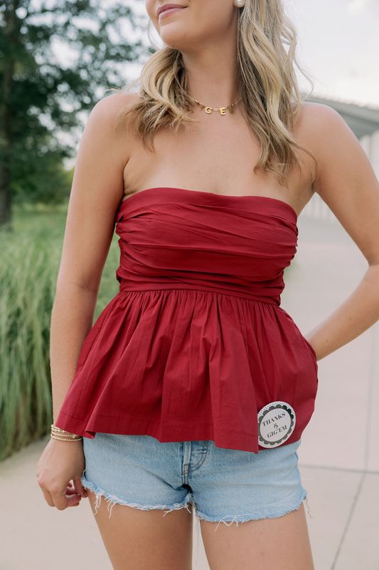 Strapless Bubble Peplum Top