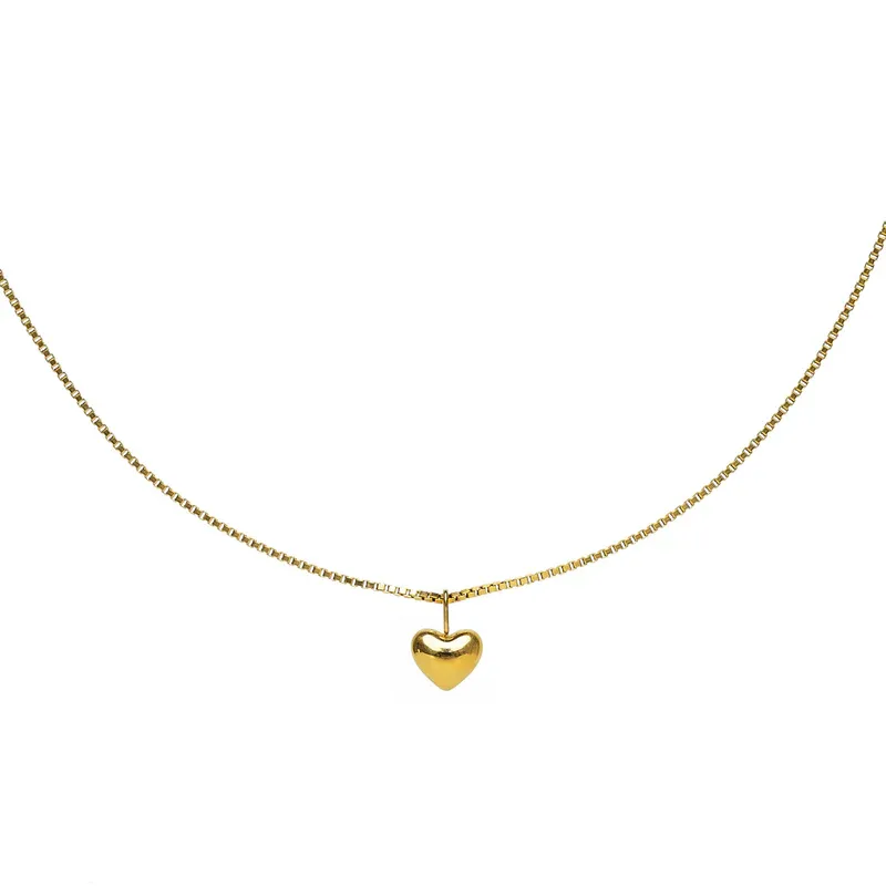 Tiny Gold Puffy Heart Necklace