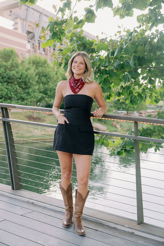 Strapless A-Line Front Pocket Mini Dress